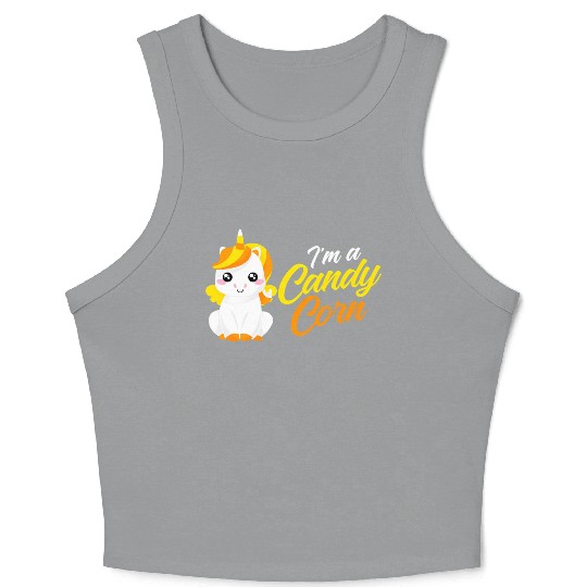 Unicorn Candy Corn Candycorn Halloween Crop Tank Top