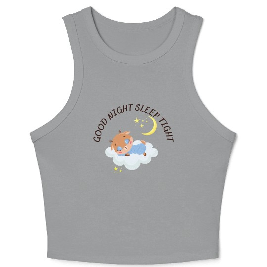 Sleeping Reindeer On A Clod Crop Tank Top