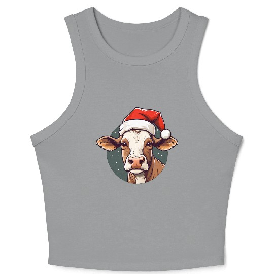Cow Christmas Crop Tank Top