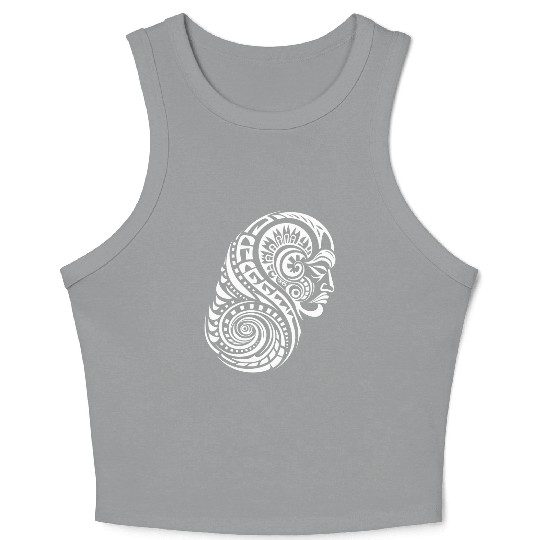 Authentic Maori Tattoo Artistry in white Crop Tank Top