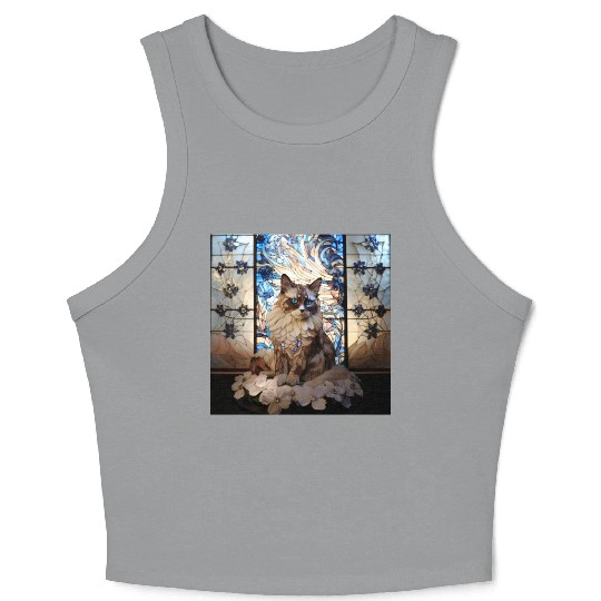 Ragdoll cat in stained glass Crop Tank Top