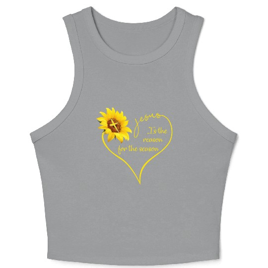 Sunflower Jesus Is The Reason For The Season Crop Tank Top