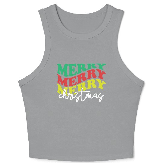Merry merry merry Christmas, Xmas Design Crop Tank Top