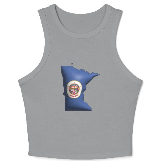 Minnesota - 3D Flag Map Crop Tank Top