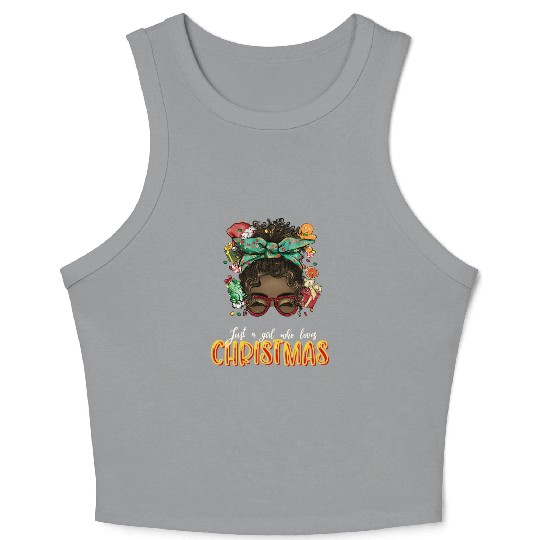 Women Festive Santa Holiday Christmas Quote Gift Crop Tank Top