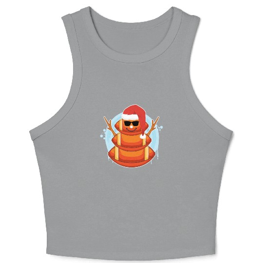 Rugby Snowman American Football Snowing Crop Tank Top