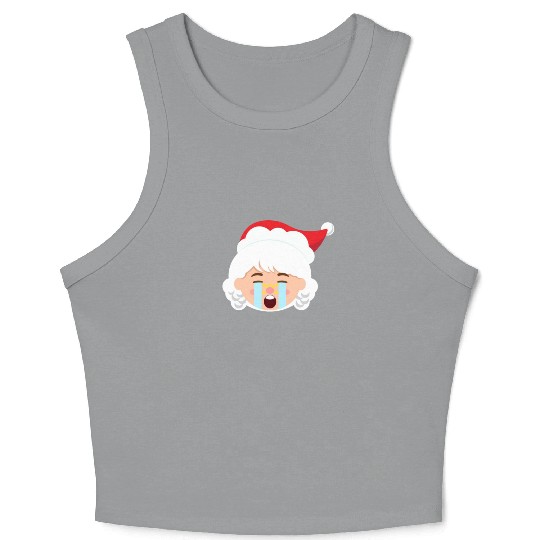 Mrs Claus Emoticons Crying Out Loud Christmasfunny Crop Tank Top