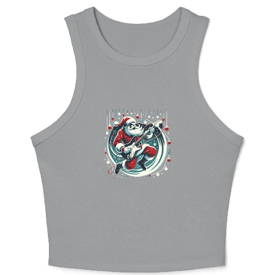 Guitar Player Santa Christmas Guitarist Crop Tank Top