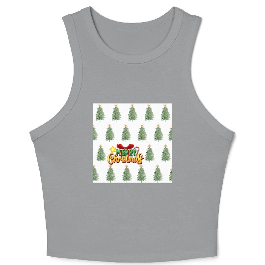 Green Christmas Tree Pattern Crop Tank Top
