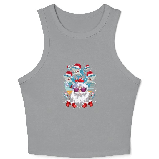 Santa Claus Shark Christmas Crop Tank Top