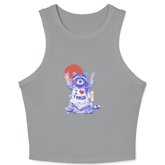 I Love Trash Cute Funny Metal Raccoon Gift Crop Tank Top