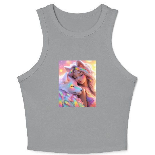 Rainbow Friends - White Wolf and Girl Crop Tank Top