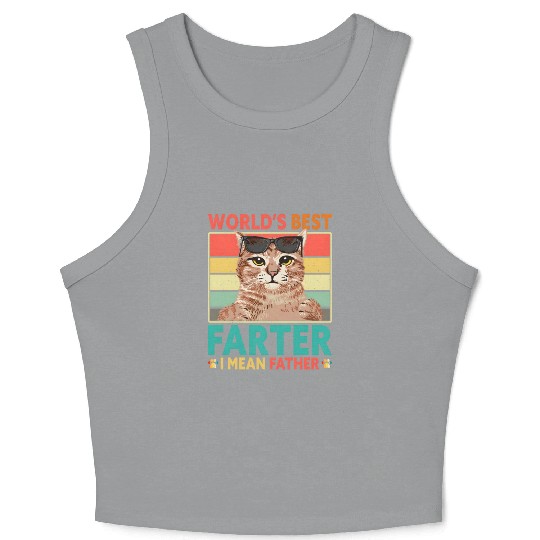 Worlds Best Fer I Mean Father Cat Dad Fathers Day Crop Tank Top
