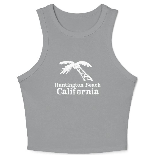 Huntington Beach California Palm Tree Souvenirs Crop Tank Top
