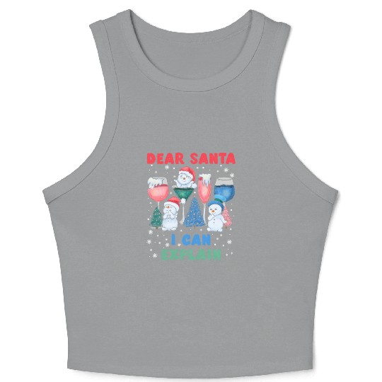 Schneemann Dear Santa I can Explain Funny Crop Tank Top