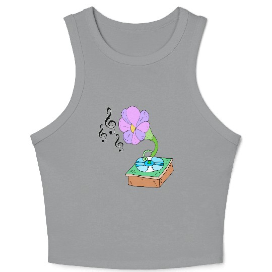 Music Blossom Floreal Surreal Music Lover Design Crop Tank Top