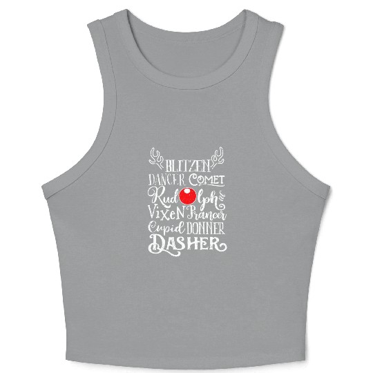 Santa's Reindeer Rudolph List Christmas Themed Mem Crop Tank Top
