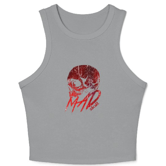 Red Skull with Lightning Graffiti Crop Tank Top