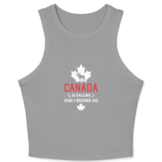 Canada Moose Canadian Flag Maple Leaf Crop Tank Top