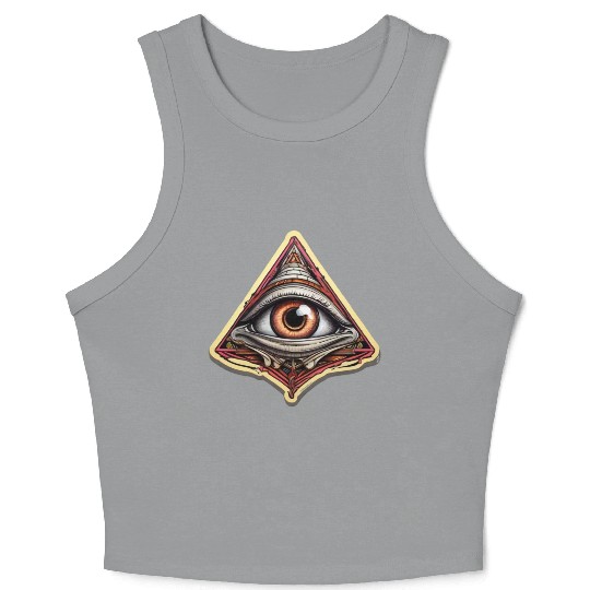 Illuminati one eye symbol of freedom world society Crop Tank Top