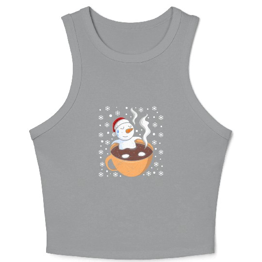 Snowman Hot Cocoa Snowmen Swimming in Hot Crop Tank Top