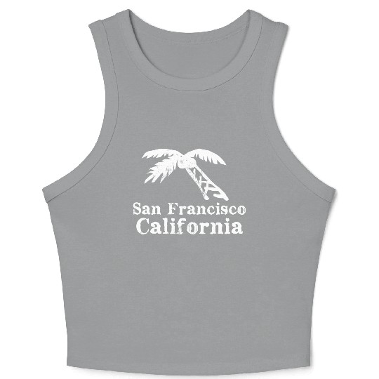 San Francisco California Palm Tree Souvenirs Gifts Crop Tank Top