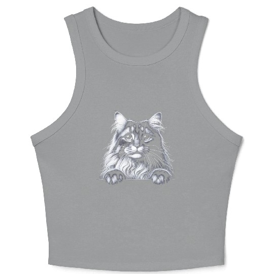 More Treats persian 2- Cute realistic cat drawing Crop Tank Top