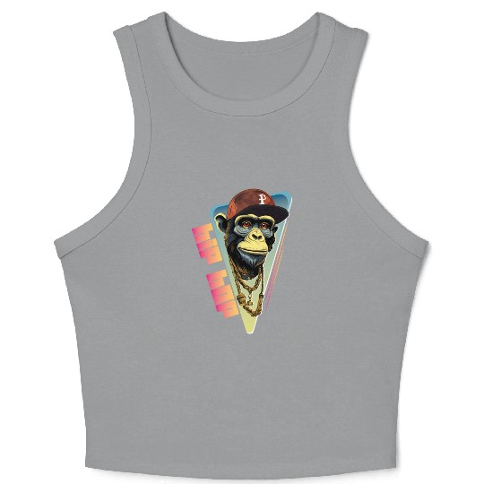 Hip hop monkey with rapper hat Crop Tank Top