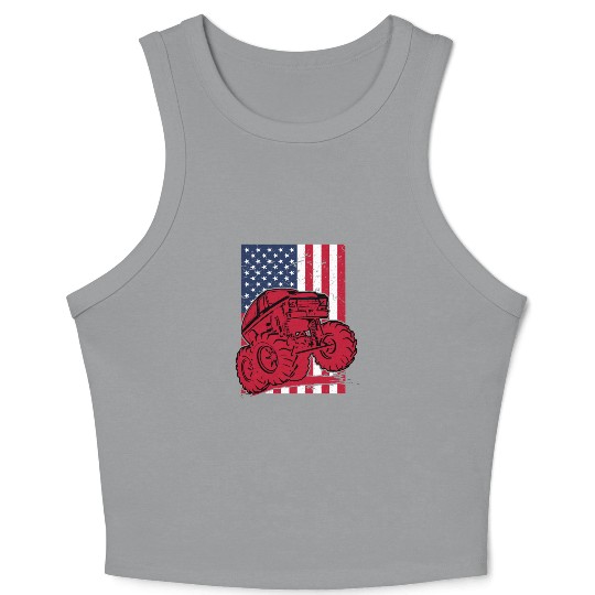 Monster Truck American Flag Crop Tank Top