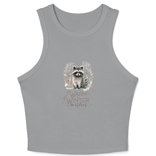 Cute Racoon Warm Winter Wishes Crop Tank Top
