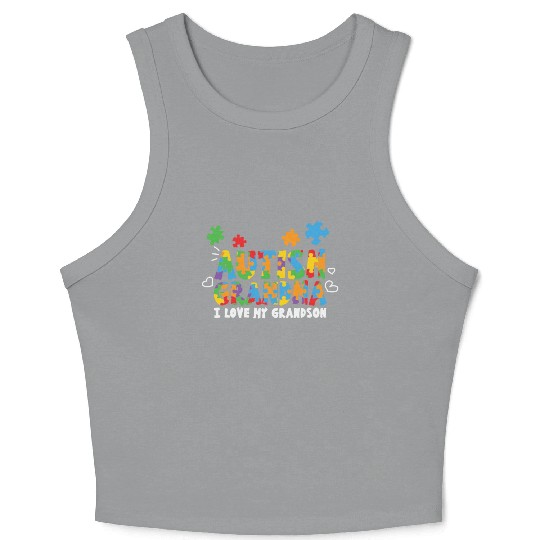 Autism Grandma I Love My Grandson Crop Tank Top