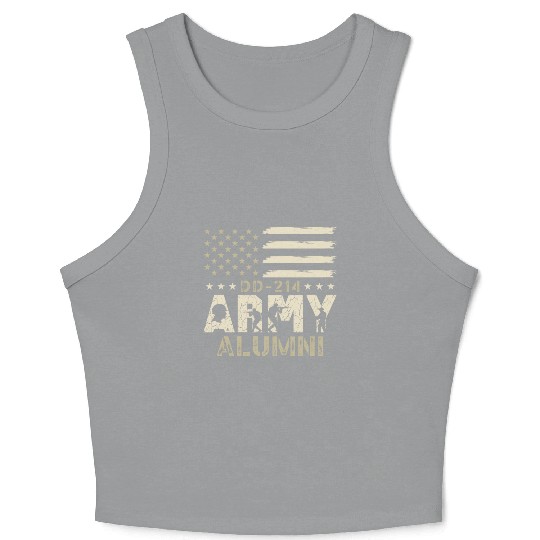 DD-214 Army Alumni Military US Flag Veteran USA Crop Tank Top