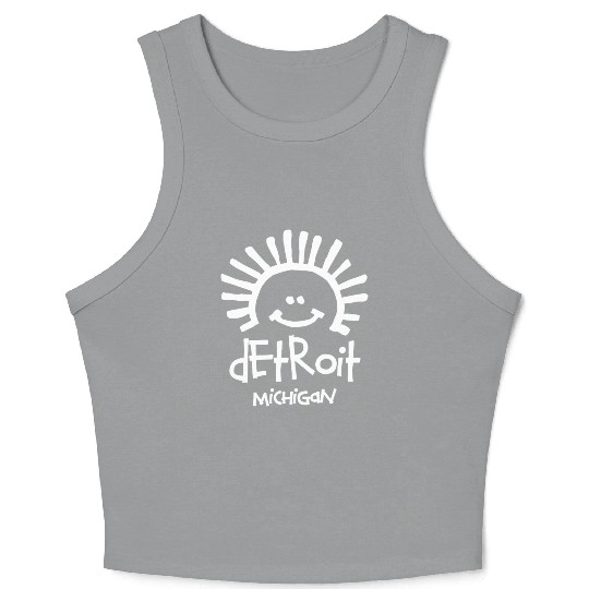 Detroit Michigan Sun Smiley Face Souvenirs Gifts Crop Tank Top