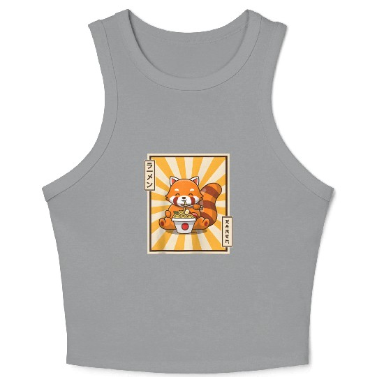 Red Panda Eating Japanese Ra Kawaii Red Panda Base Crop Tank Top