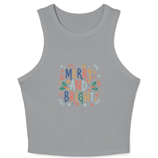 Merry and Bright Colorful Pastel Christmas Design Crop Tank Top