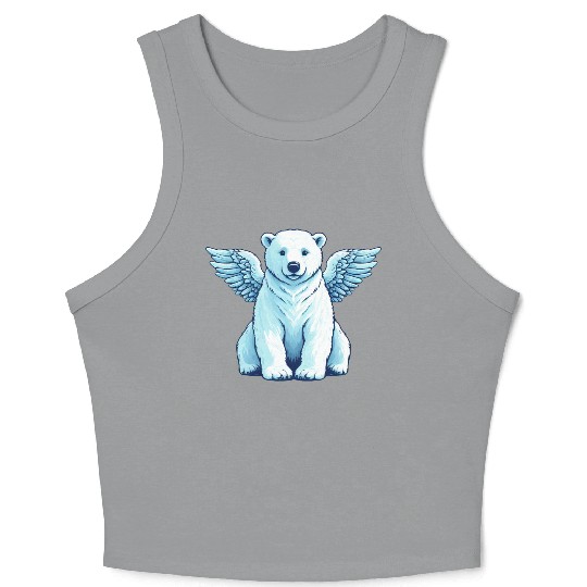 Bear Polar Bear Angel Wings Crop Tank Top
