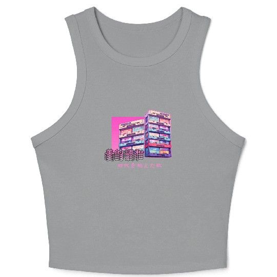 Retro Old Cassette Tapes Japanese Y2K Aesthetic Va Crop Tank Top