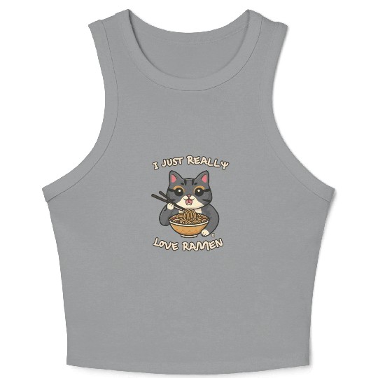 I just really love ramen cat Crop Tank Top