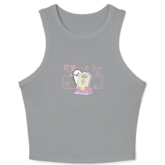 Kawaii Ghost Tombstone Cute Grave Japanese Pastel Crop Tank Top