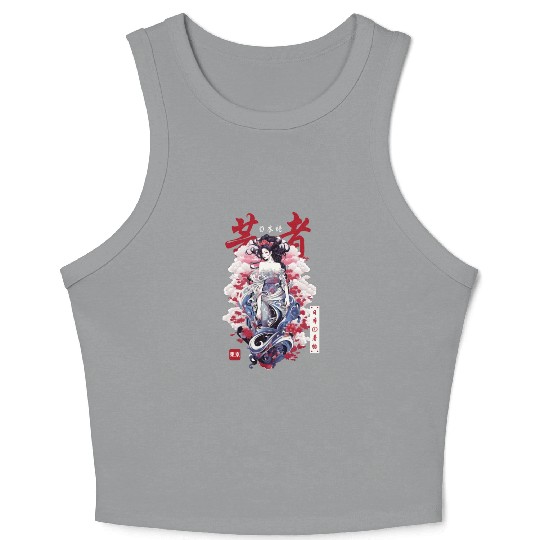 Japanese Streetwear Geisha Japan Kimono Girl Haraj Crop Tank Top