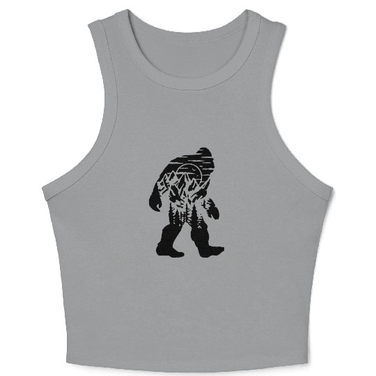 Mountain Wolf Howling Silhouette Crop Tank Top