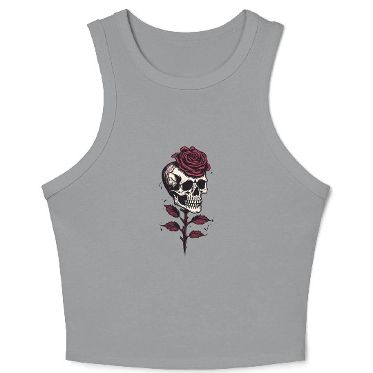 Skull Rose Aesthetic skeleton Grunge gift Crop Tank Top