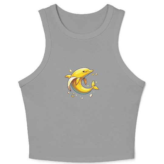 Banana Dolphin Funny Animal Made Of Vegetables Crop Tank Top