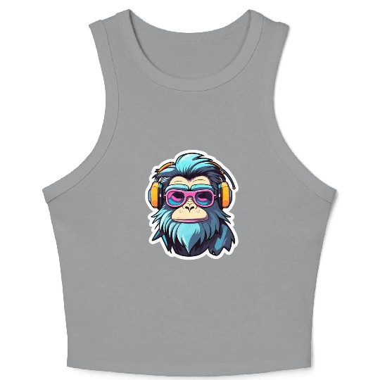 Ape Monkey Illustration Crop Tank Top