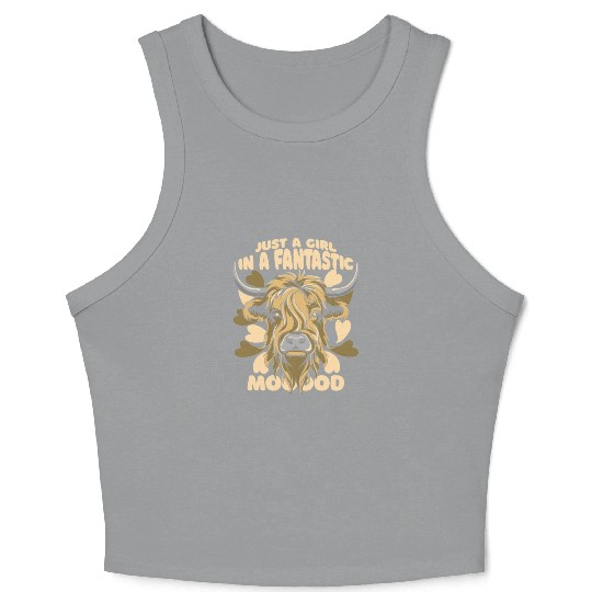 A Girl In A Fantastic Mood Highland Cow Highland Crop Tank Top