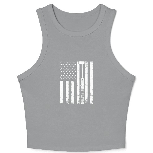 Croquet US Flag Croquet Player Crop Tank Top