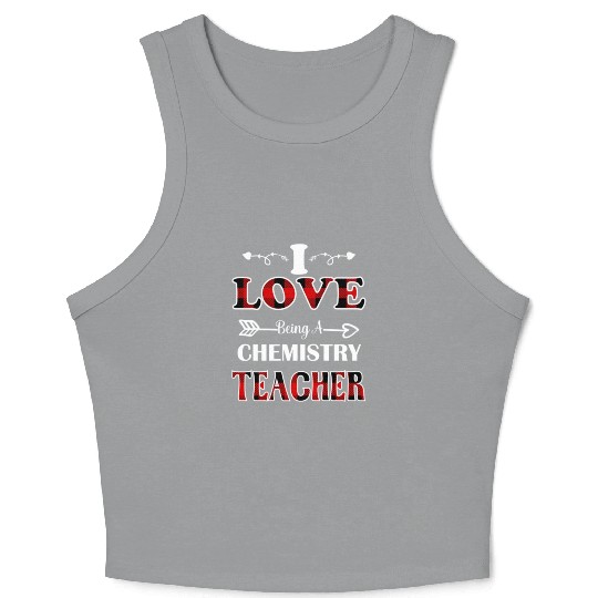 Chemistry Teacher valentines day red plaid28 Crop Tank Top