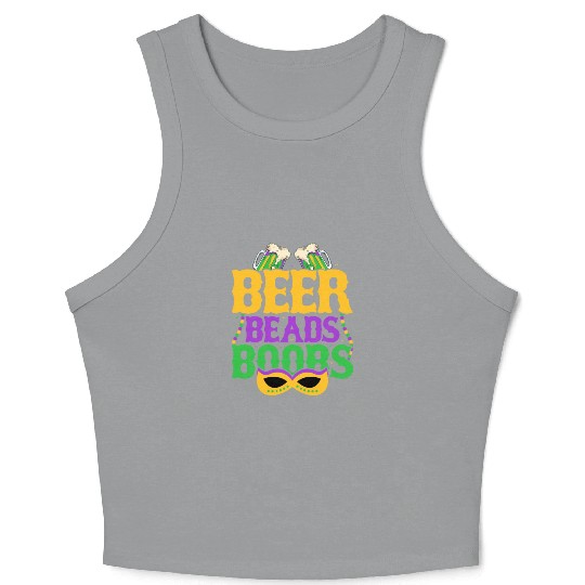 Beer Beads Boobs Mardi Gras Carnival Crop Tank Top