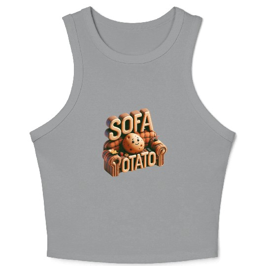 Couch Potato Humor 3D Illustration Crop Tank Top