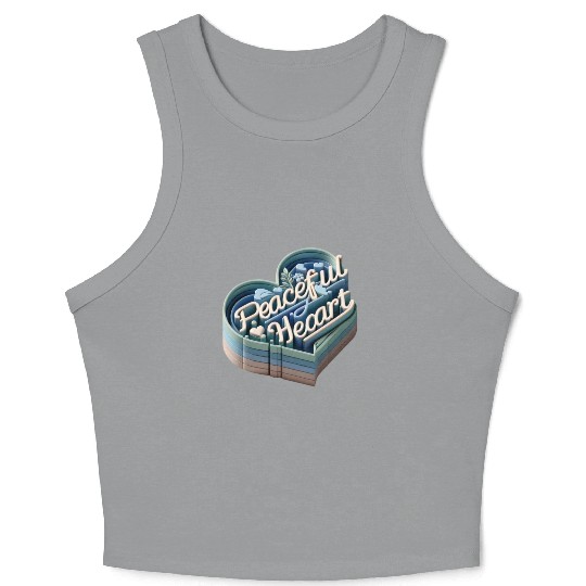 3D Peaceful Heart Typography Design Crop Tank Top